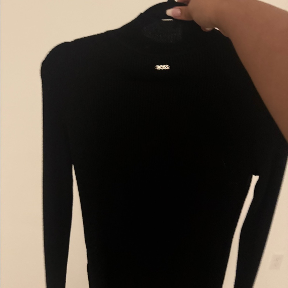 BOSS Women's Elegant Black Turtleneck Sweater